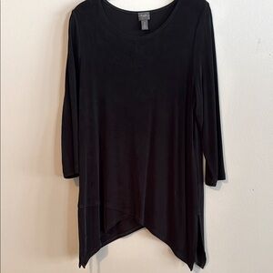 Chico’s Travelers Black Asymmetrical 3/4 Sleeve Tunic